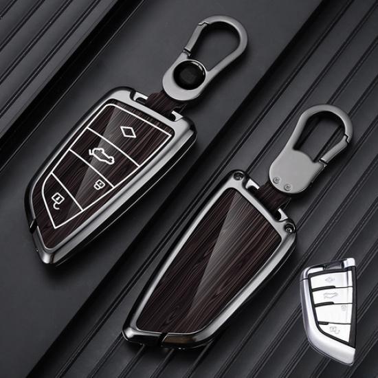 Aluminum Alloy Leather Car Key Case Cover For BMW 6 7 F15 X2 X3 X4 X5 X5M X6 X7