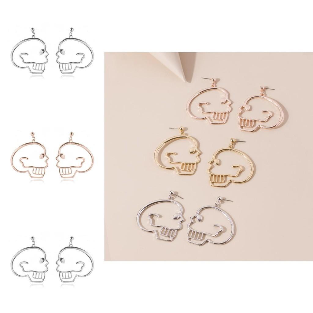 European Fashion American Trendy Hollow Skeleton Earrings Unique Simple Street Jewelry Style
