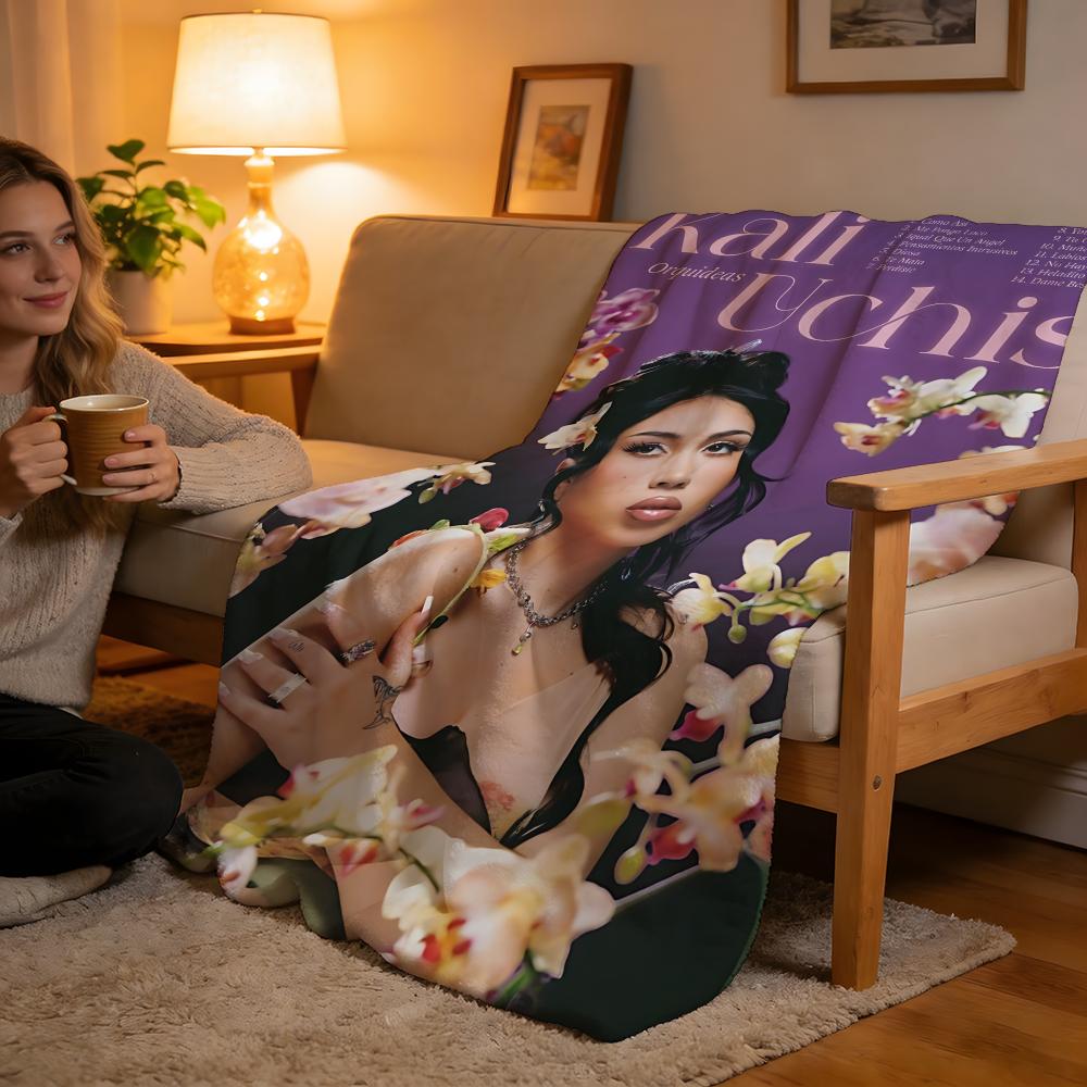 Album Cover K-Kali U-Uchis Throw High-Density Short Plush Blanket For Sofa Nap Air-Conditioned Room Soft Skin-Friendly