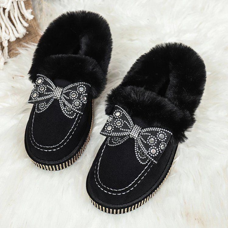Mao Mao shoes Doudou shoes women's 2025 autumn and winter new warm and velvet Korean version versatile flat-bottomed snow boots women's cotton shoes