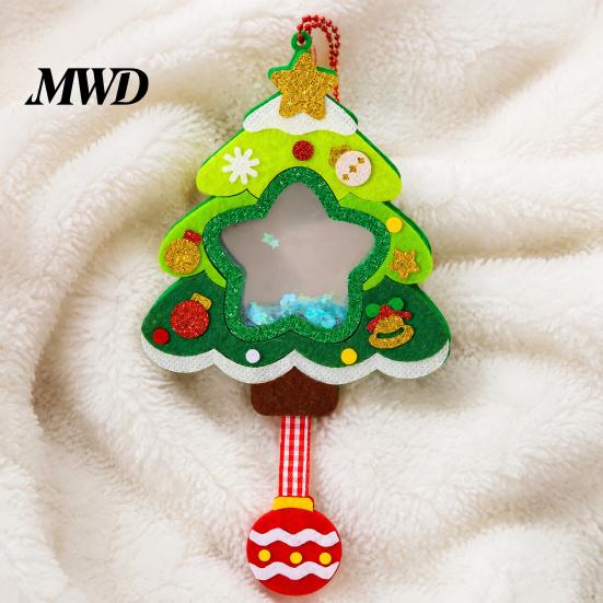 Safe Odorless Crafting Kits for Toddlers Christmas Shaker Ornament DIY Kit Kids, Santa Snowman Reindeer Felt Personalized Eve Gifts Craft Set, Glitter