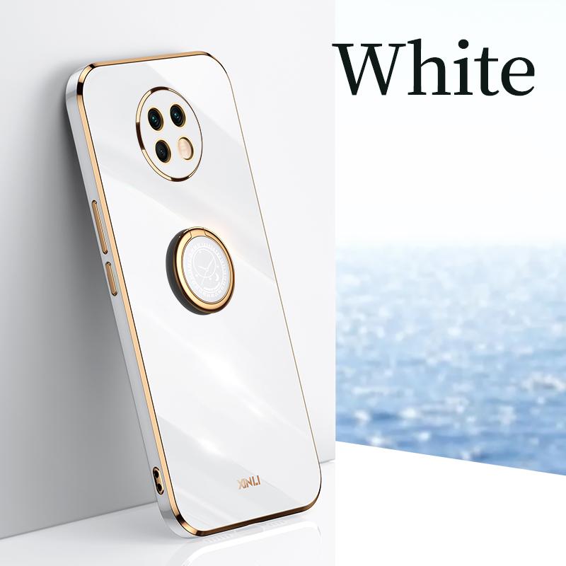 Pokovený čtvercový držák prstenu na prst pouzdro na telefon pro Xiaomi Redmi note 9T 9 T redmi9T note9 T Nfc Luxusní měkký silikonový kryt se stojánkem
