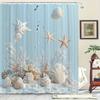 1pc Ocean Theme Coral Starfish Seashell Print Shower Curtain - Wave-Like Fold Design for Bathroom Decor, Toilet & Window