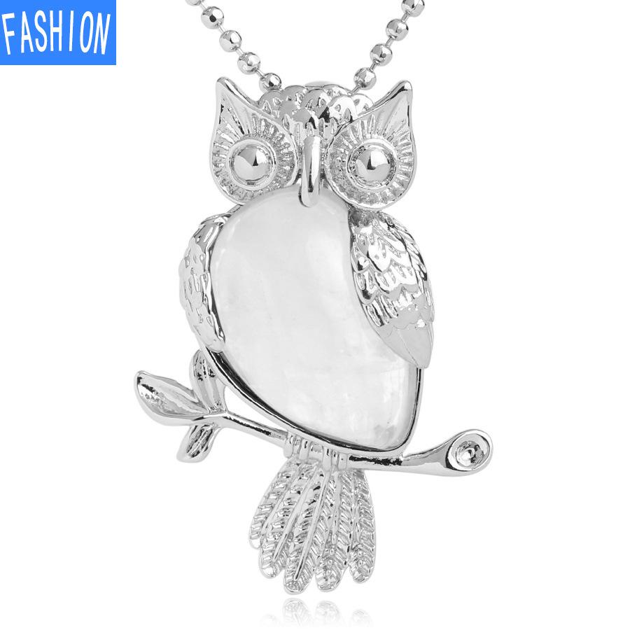 

Ожерелье из искусственного животного, натуральный кристалл, подвеска в виде совы, женское классическое креативное ожерелье white crystal