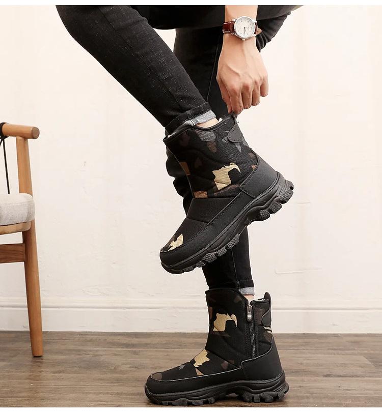 Men's Winter Warm Snow Boots With Faux Fur Lined Waterproof Non-Slip Ankle Booties for Men Comfort Outdoor Mid-Calf Hiking Shoes Walking Work Boots