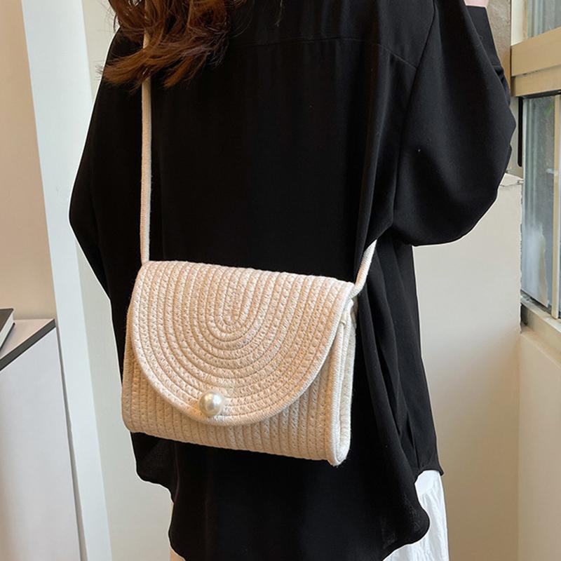 Beach Wowen Shoulder Bag Summer Crossbody Wallet Flap Crossbody Bag for Women