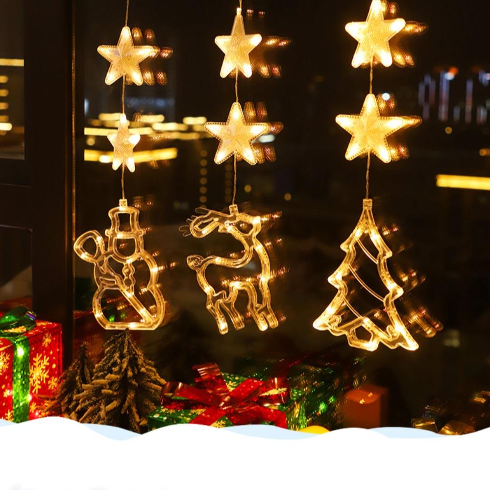 LED Christmas Sucker Light Fairy String Lights Hanging Lamp 2024 Star Lamp  Holiday Wedding Party