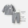 Infant Quilted Winter Set: Baby Warm Underwear with Split Clothes, Autumn Pants & Shirts
