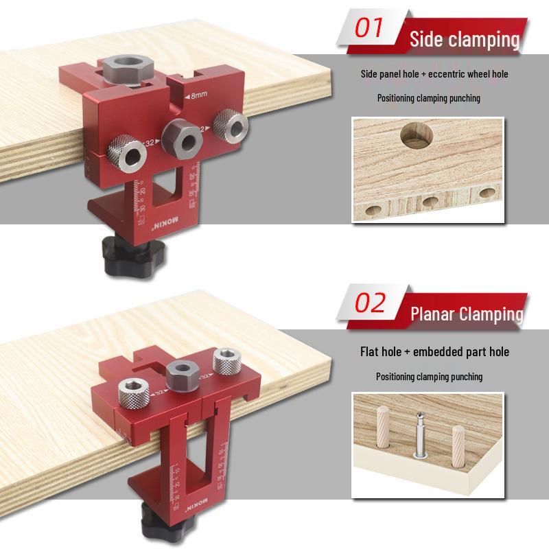 3-in-1 Hole Punching & Positioning Tool for Furniture Joints
