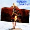 Evil Zombie Game Print Beach Towel, Large Soft Quick Dry Towel for Beach Camping Swimming