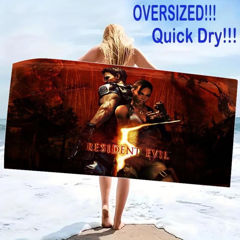 Evil Zombie Game Print Beach Towel, Large Soft Quick Dry Towel for Beach Camping Swimming