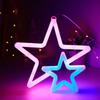 LED Neon Design Light Cross-border Christmas Gift Rainbow USB Decoration Small Night Light Dual Love Pink Cute Colored Light