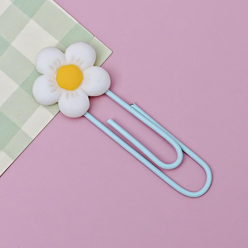 Ins-Style Cute Anime Flower Bookmark - PVC Paper Clip for Office Stationery