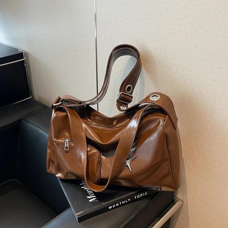 Women's PU Shoulder Bag Monochromatic Large Capacity Casual Bag Crossbody Bag Quality Trendy