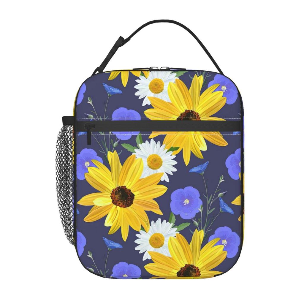 Sunflower Pattern Insulated Lunch Bag for Women Kids Portable Food Boxes Thermal Lunch Box Tote