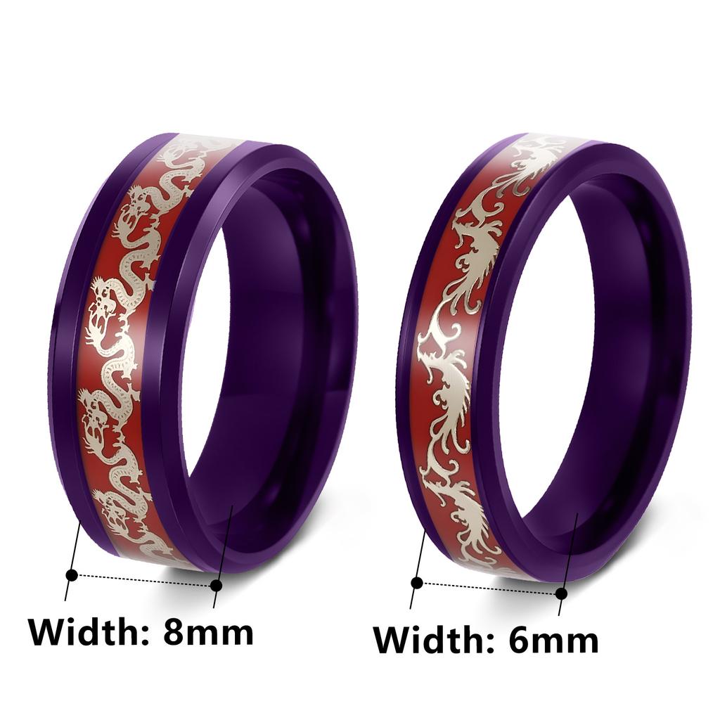 Jewelry Inlaid with Dragon and Phoenix Pattern Purple Nine Purple Fire Ring Couple Ring Bracelet