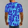 Women Short Sleeve Crew Neck T Shirt Dark Blue Light Blue Abstract Flame Swirl Print Top