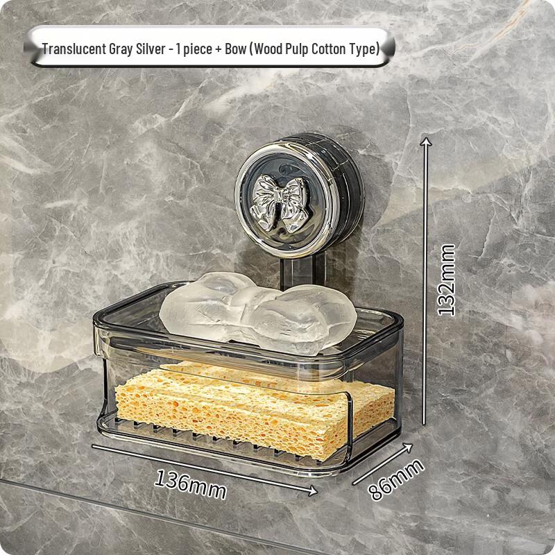 Adhesive Wall-Mounted Toilet Tissue Holder with Soap Dish