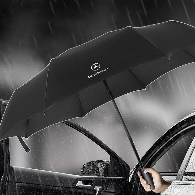 1Pcs Car Portable Folding Automatic Three Folding Umbrella Sunshade For Mercedes-Benz AMG W247 W176 W177 W207 W203 W204 GLA GLC X253 GLK GLA Class