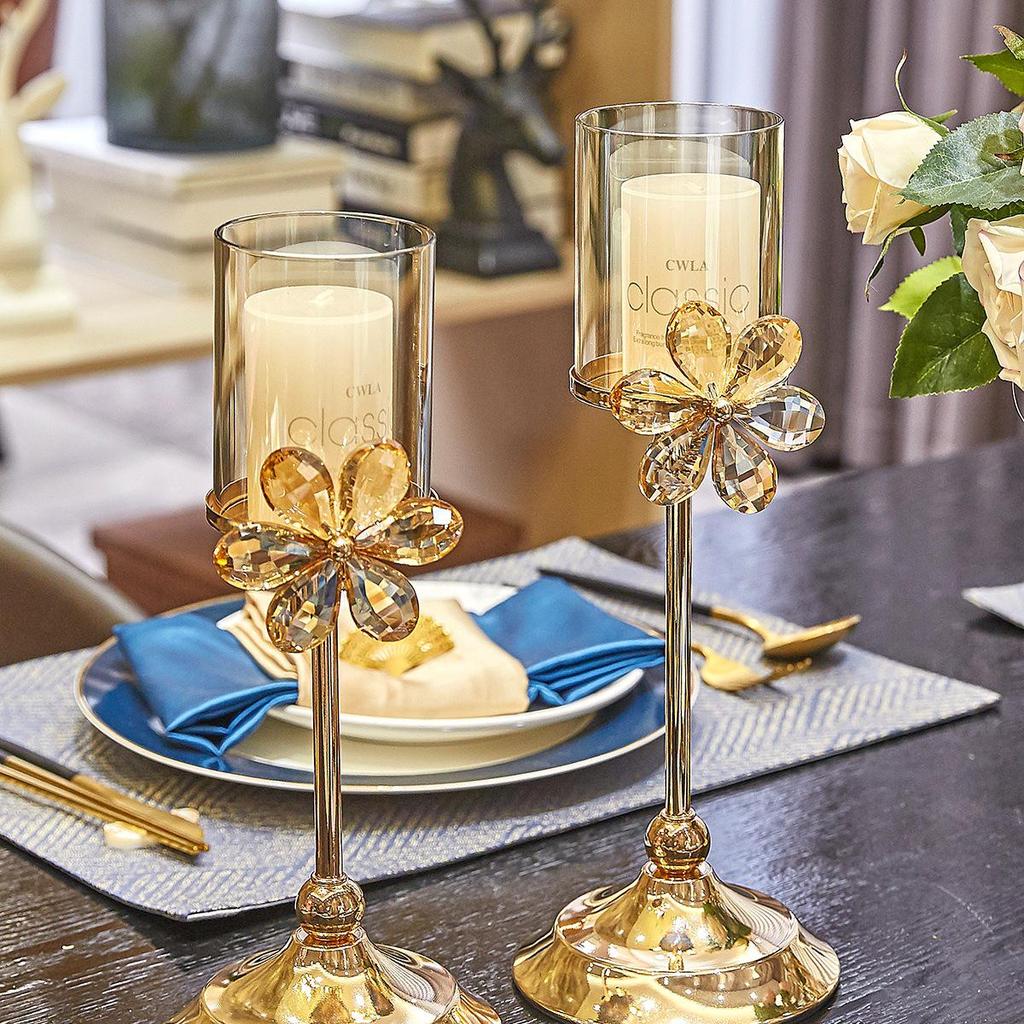 Nordic Crystal Feather Candelabra: Romantic European Dining Table Candlelight Decor