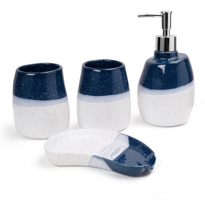 

soap dispenser Ceramic bathroom wash set, bathroom four piece set, mouthwash cup, hand sanitizer bottle, hotel bathroom set