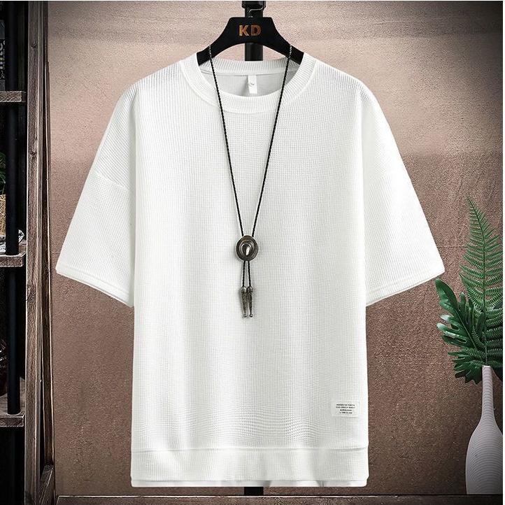 Waffle Men's Summer Short Sleeve and Shorts Two Piece Sets Sports Casual Tracksuit Men Comfortable Cool Shorts Oversized Set