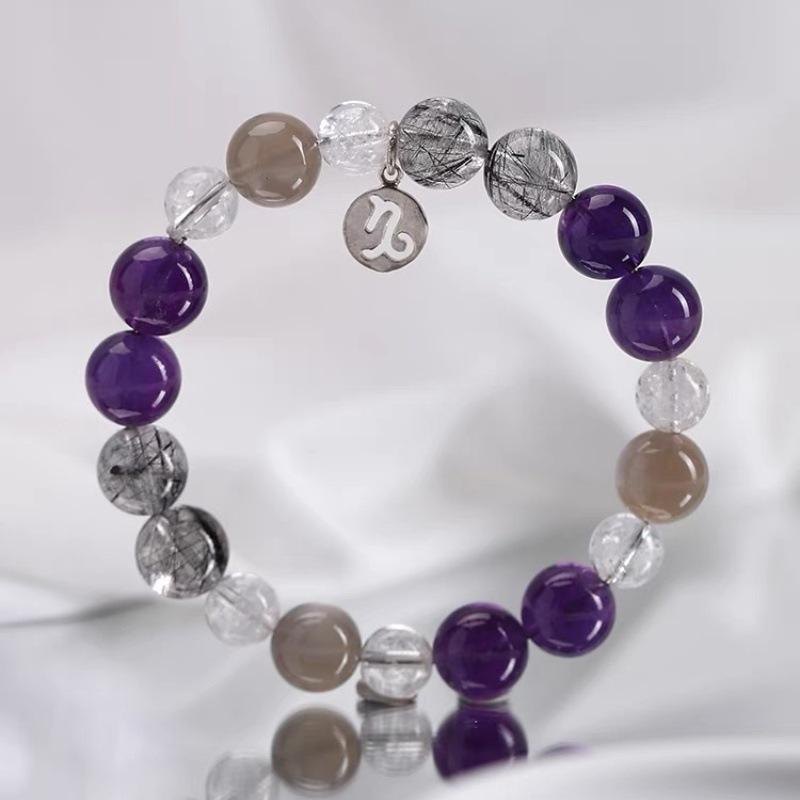 

Natural Crystal Zodiac Sign Bracelet Amethyst Bracelet Capricorn Bracelet s9Silver crystal bracelet as a gift 【Scorpio】Twelve Zodia