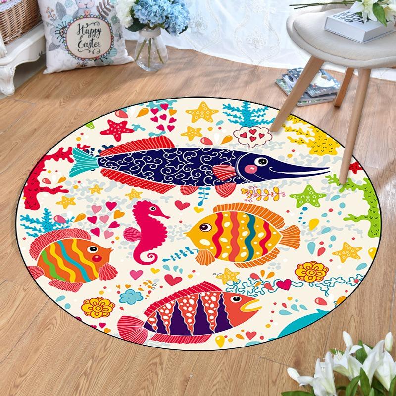 

Round Cute Cartoon Animal Pattern Carpet Soft Non Slip Rug For Kids Room Bedroom Playroom Home Decor Children Cartoon Lovers Use 40x40cm