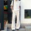 Tencel Blended White Linen Pants Men's Summer Husband Feeling Old Money Wind Wear Pants Straight Wide Leg Scimitar Pants