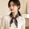 Autumn Retro Cashew Flower Pull Silk Scarf Women's Versatile Scarf Streamer Style Fashion High Sense Fake Collar Scarf