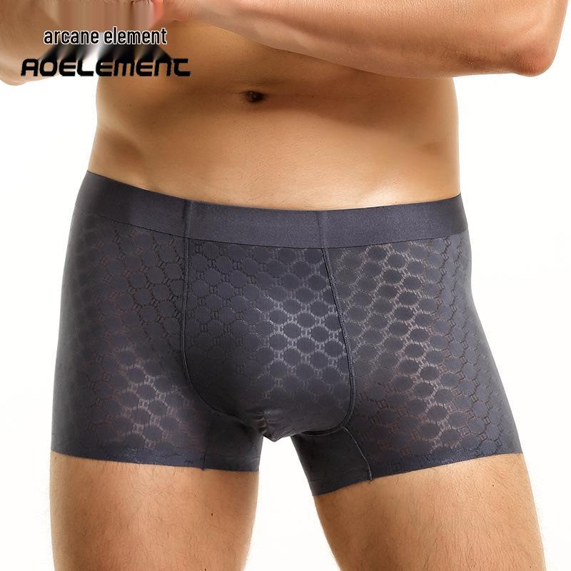 Men's Ice Silk Seamless Breathable Boxer Briefs - Summer Thin Crotch Shorts