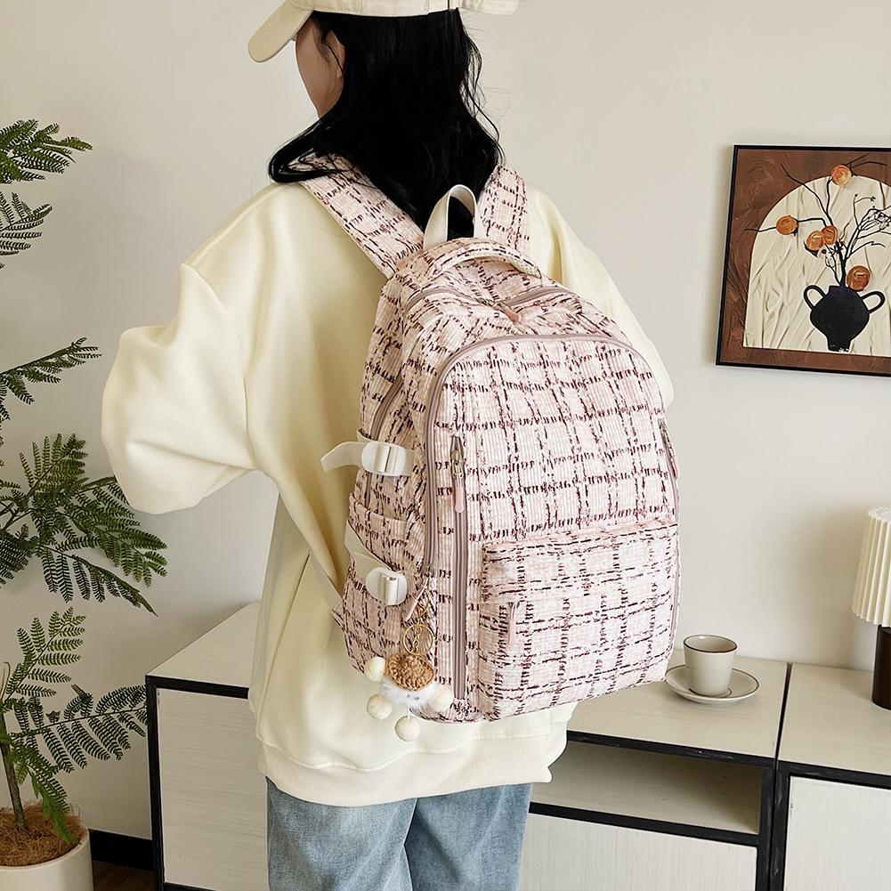 Sweet Corduroy Strawberry Backpacks Casual Travel Rucksack Large Capacity Daily Knapsack Japanese Aesthetic Students School Bag