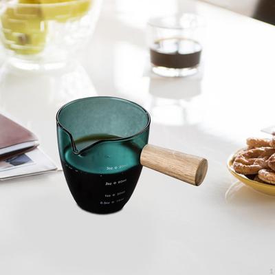 Clear Glass Measuring Cup with Wooden Handle - Perfect for Home and Office Use