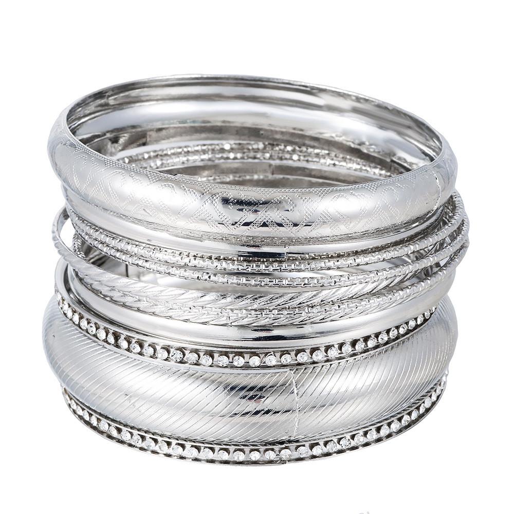 

Fashion Alloy Bracelets Set With Multiple Layers And Geometric Design For Trendy Summer Accessory Collection срібний