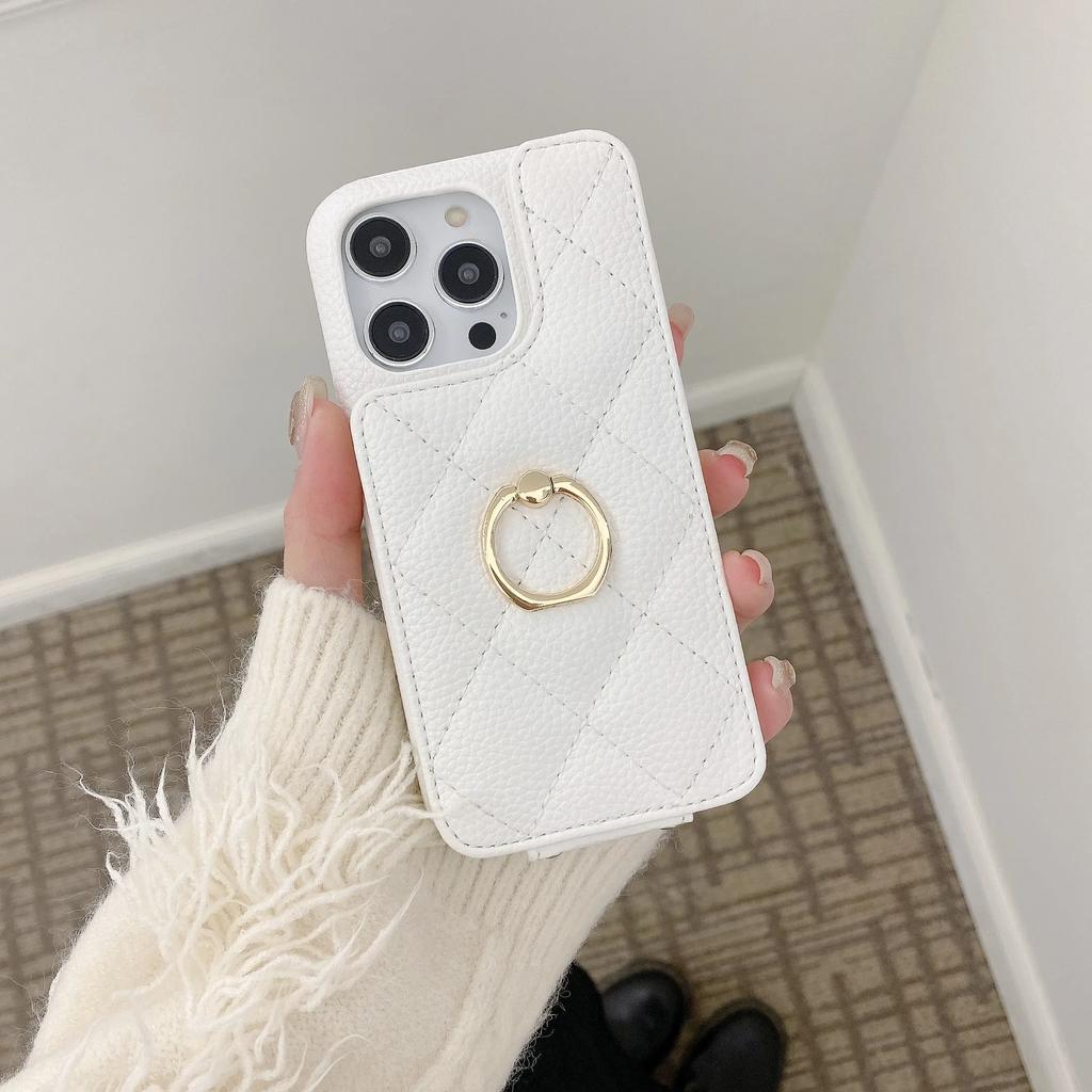 Leather Ring Wallet with Card Holder Phone Case for IPhone 15 14 11 Pro Max 13 12 Mini X XR XS Max 8 7 Plus Shockproof Cover