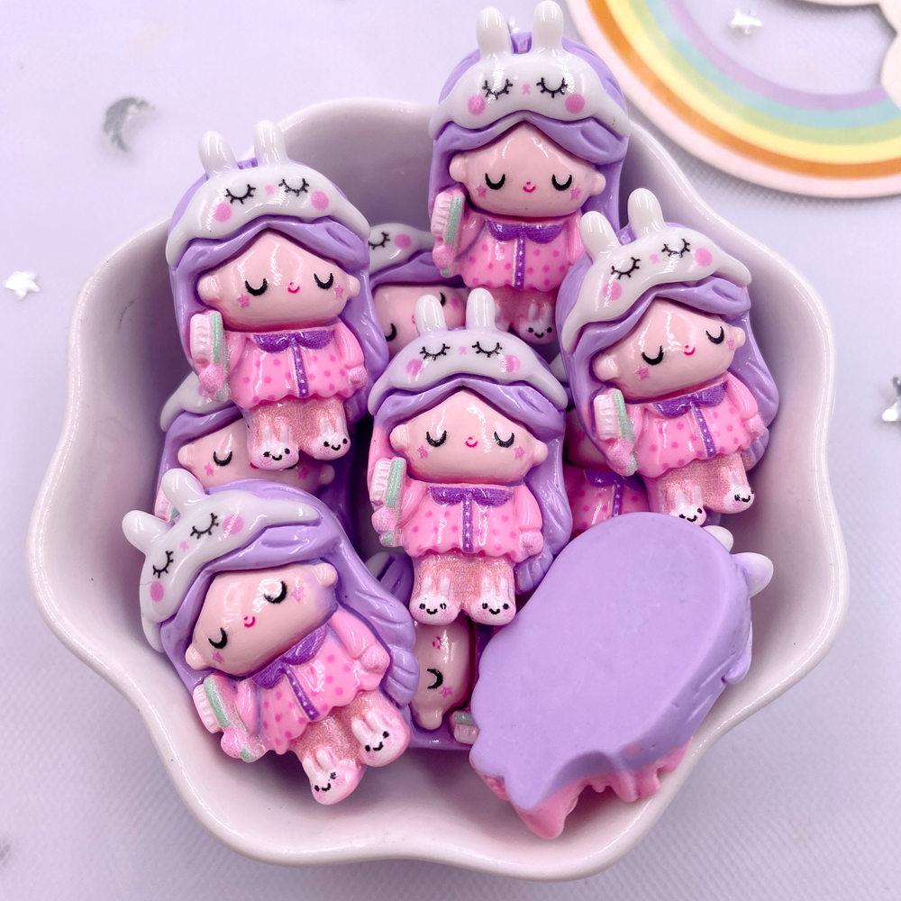 8PCS Resin Colorful 3D Cartoon Rabbit Bee Bear Squirrel Girl Flat Back Stone Figurine Scrapbook DIY Bow Decor Accessories Crafts