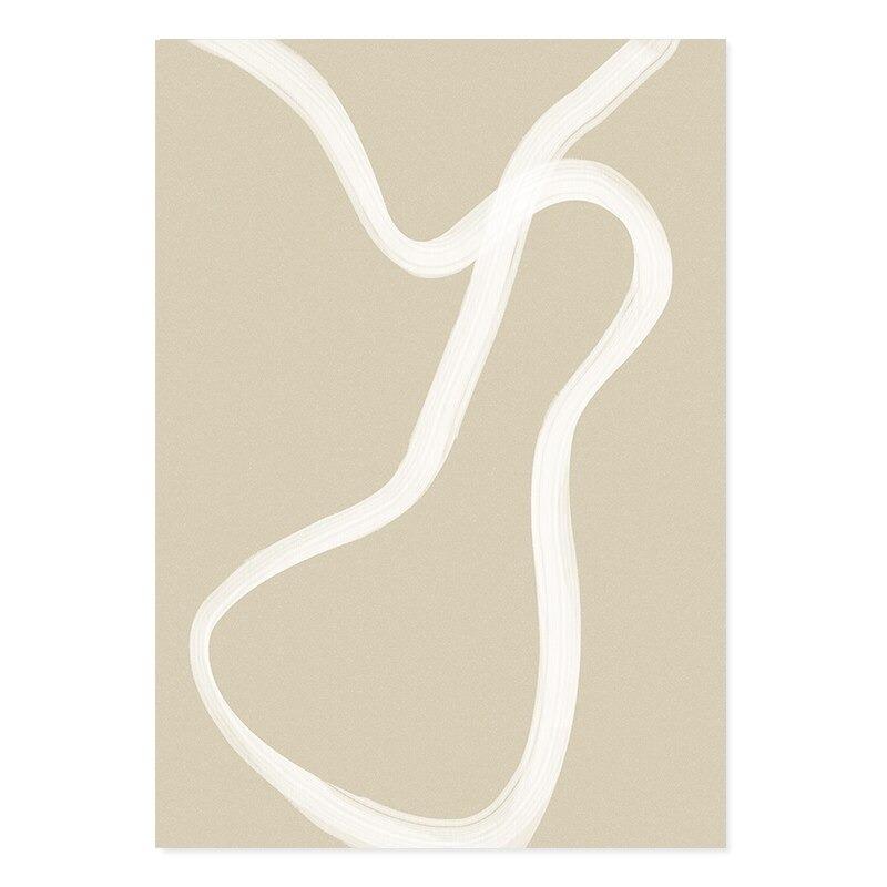 Boho Abstrakt Matisse Beige Weiß Linie Wandkunst Poster Minimalistische Leinwandgemälde Druck Bild für Wohnzimmer Interieur Zuhause