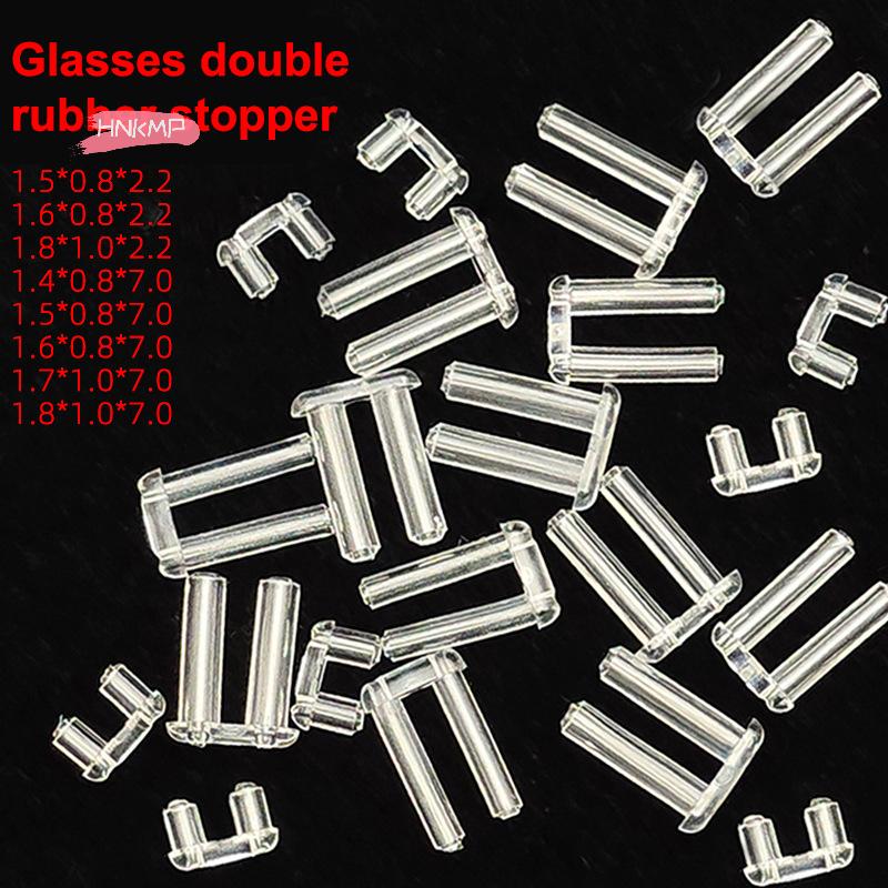 100 Stück Randlose Brillen Doppelgummi-Stopfen Verschluss Schnalle 7mm/2.2mm Länge Korrektionsbrillenzubehör Ausrüstung