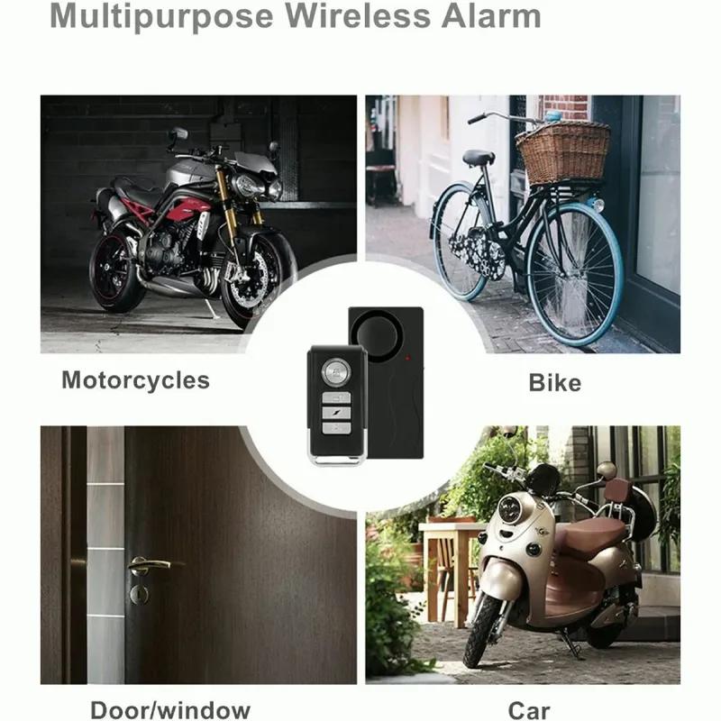 110dB Anti-Theft Vibration Alarm with Remote Control Alarm Door and Window Alarm Motorcycle Bicycle Security Sensors