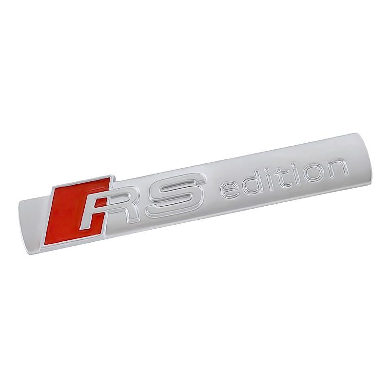 3D Metal Chrome Black Logo RS Edition Emblem Decal Car Fender Badge For Audi A3 A6 A5 A4 TT RS Sport Sticker Accessories
