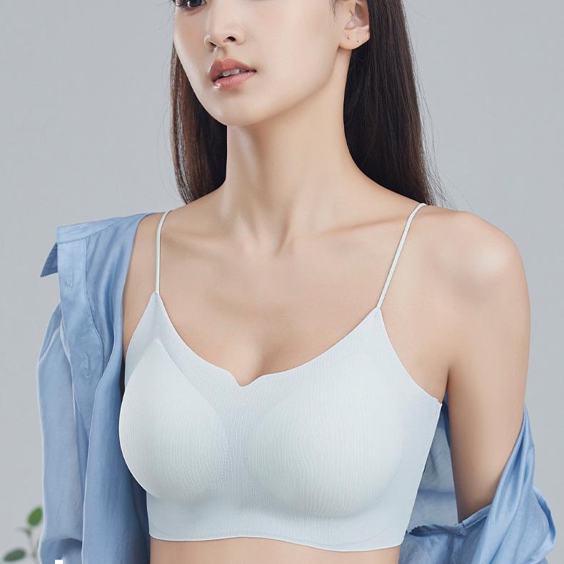 Summer Seamless Bra Women's Thin Underwear Women's Sexy Suspender Beautiful Back Chest Wrapped Fixed Cup Bra