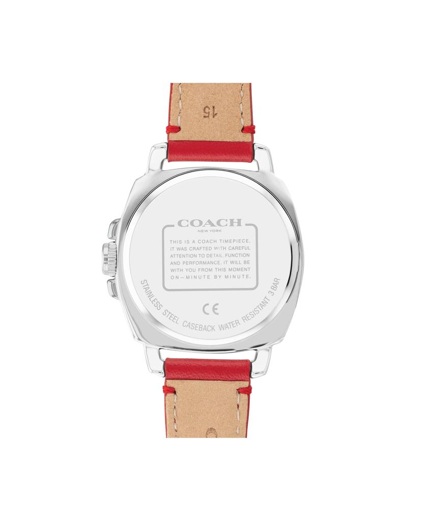 Coach Boyfriend Small Silver Red Leather 14503855 Women's Watch, Dial, Strap, (Officially Imported)