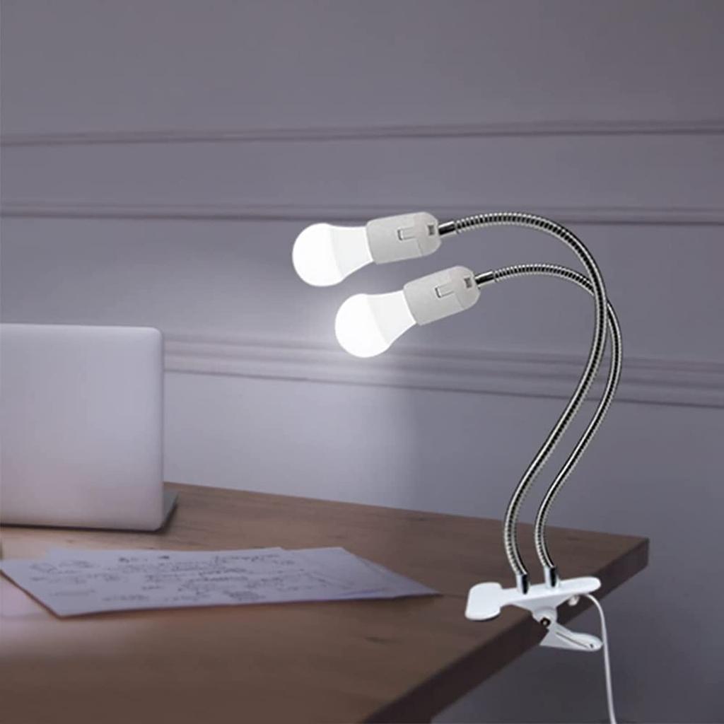 Clip-on E26 Dual-Bulb Socket with Switch, Desk Light, Tabletop Stand, LED Grow Light, Adjustable Angle, 360-Degree Rotation, Reptile, Turtle Light,