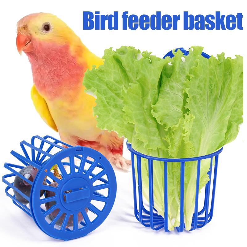 1/2/3/5 Pcs Feeding Bird Vegetable Basket Blue Hanging Cage Auxiliary Food Basket Feeding Training Pet Parrot Cage Accessories