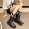 Medieval rain boots women's fashion outer wear medium tube letter rain shoes non-slip waterproof shoe cover shoes camping wading shoes