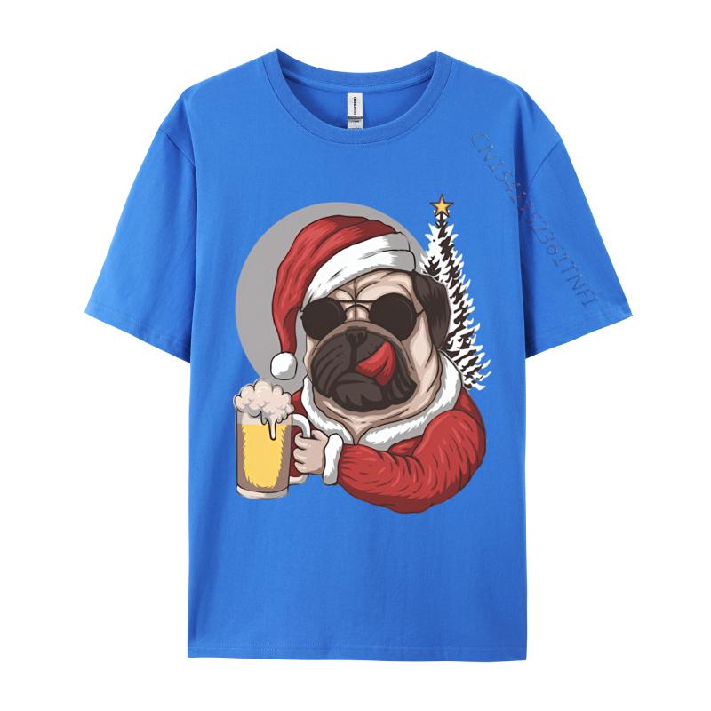2024 New Mens T Shirt Pug Dog Wearing Santas Costume TShirt Black Tights Fitness For Male Free Shippping Clothes
