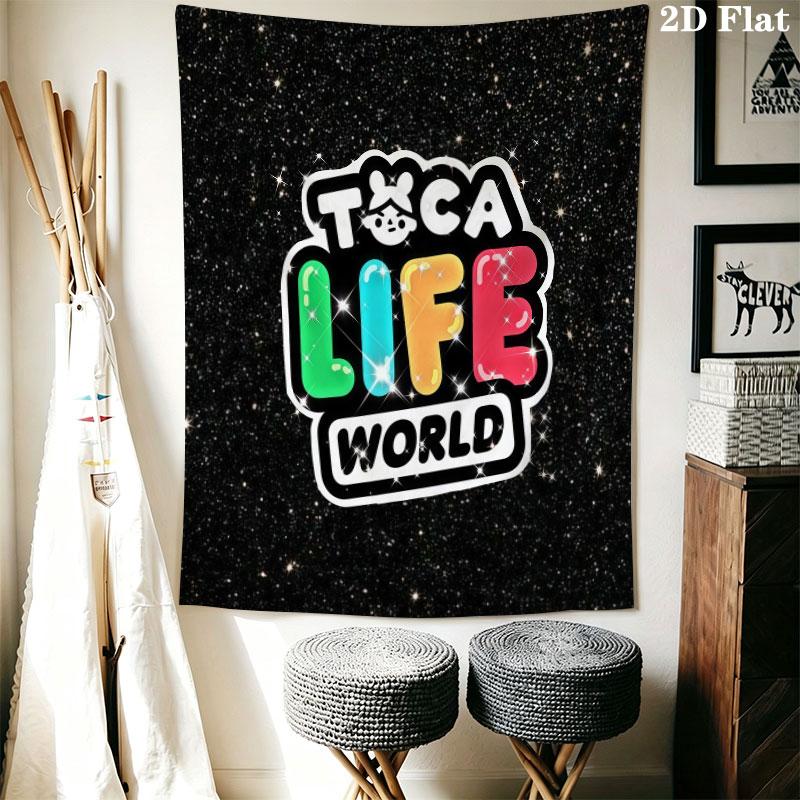 Toca Life World Wall Hanging Printed Fabric Blanket Decorative Tapestries for Bedroom Living Room Home Decor