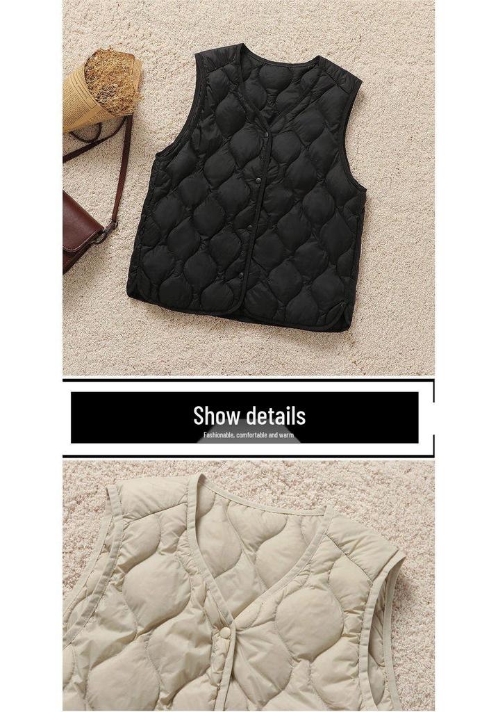 Vestă matlasată ușoară pentru femei, croială slim fit - Îmbrăcăminte exterioară trendy în stil retro