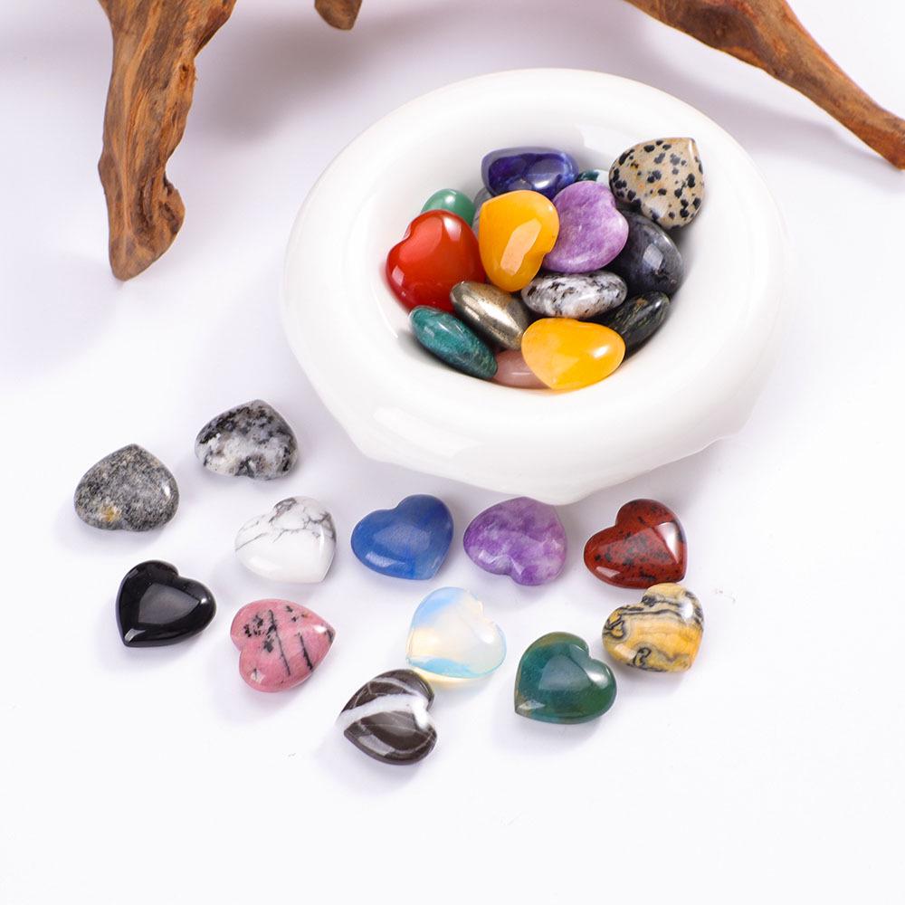 8x20mm Natural Stone Peach Heart Pendant - Crystal, Jade, Agate Gem for DIY Jewelry