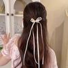 2Pcs Hair Rope Double Layer Soft Fabric Long Ribbon Hand-Sewn Bow Decor Hair Tie Princess Hairstyles Versatile Hair Accessory